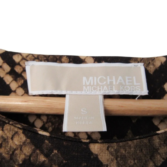 Michael Kors Tokara Snakeskin Top Sleeveless Blouse Size Small Fringe Hem Brown - Picture 7 of 8